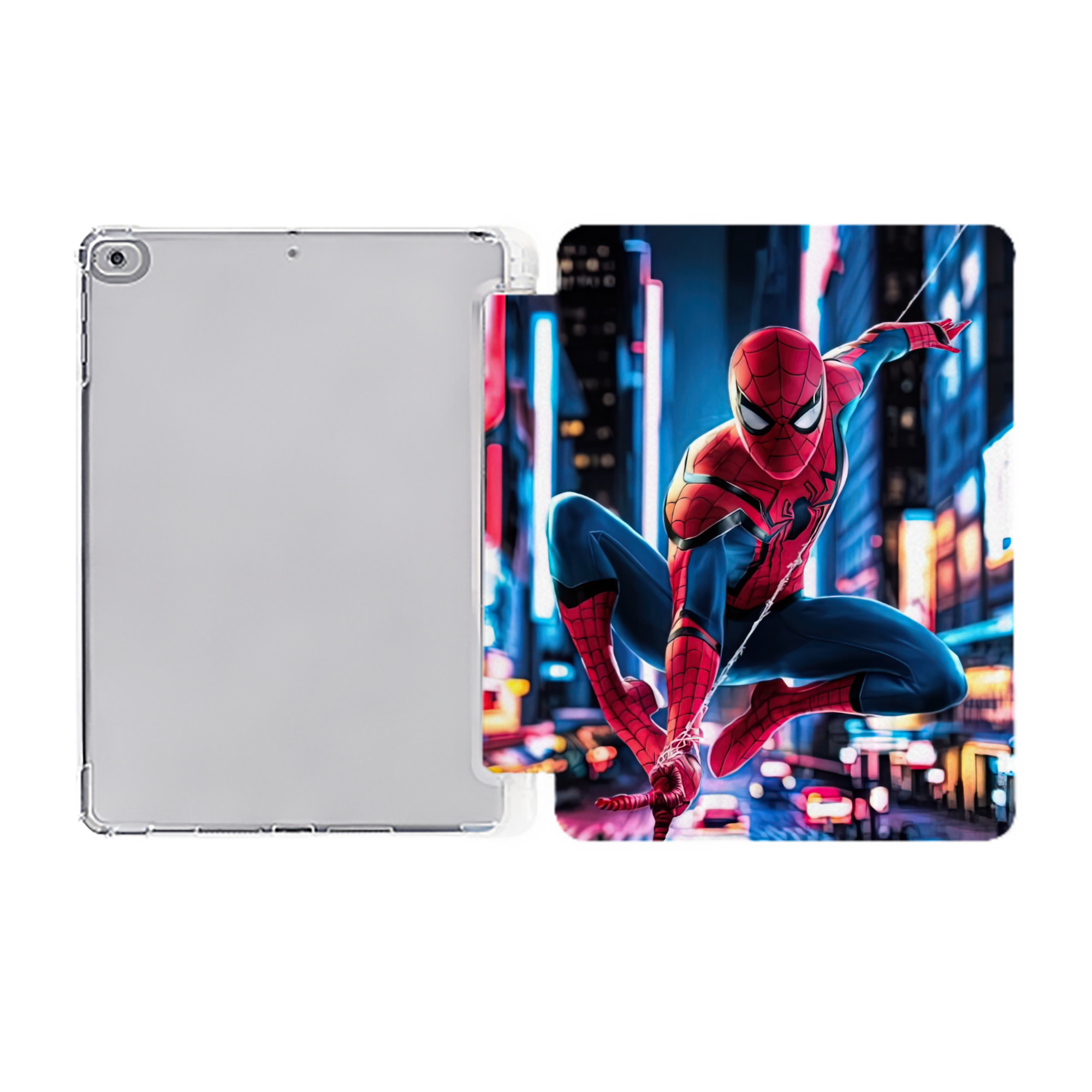（画像用） Spider Man スパイダーマン IPad ケース ペン収納付き 三つ折りスタンド PUレザー×シリコン 対応機種9.5/10.5/10.9インチ